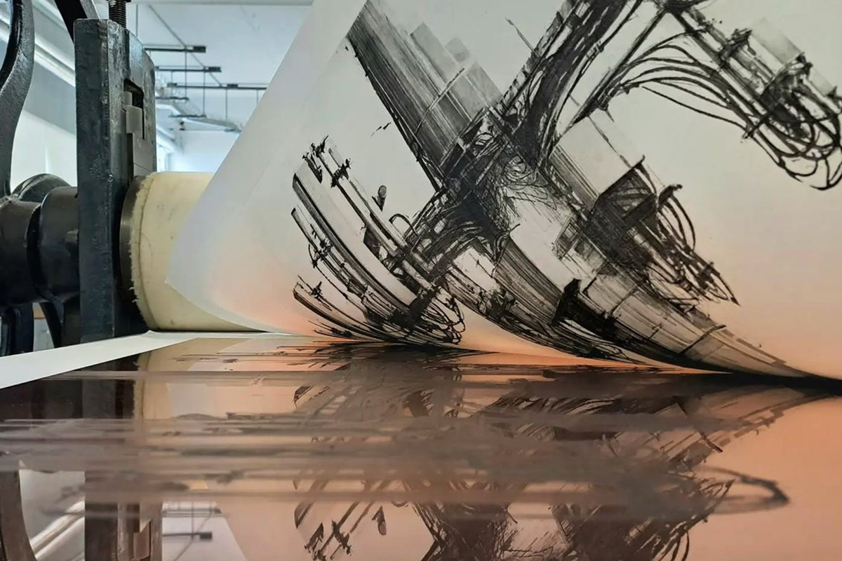 printmaking with etching technique in workshop course
